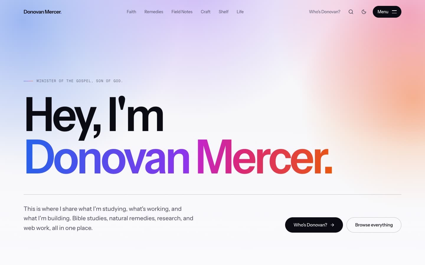 The Donovan Mercer website on a desktop screen